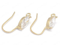 24K Gold Plated Earring Hooks with Cubic Zirconia  Sides