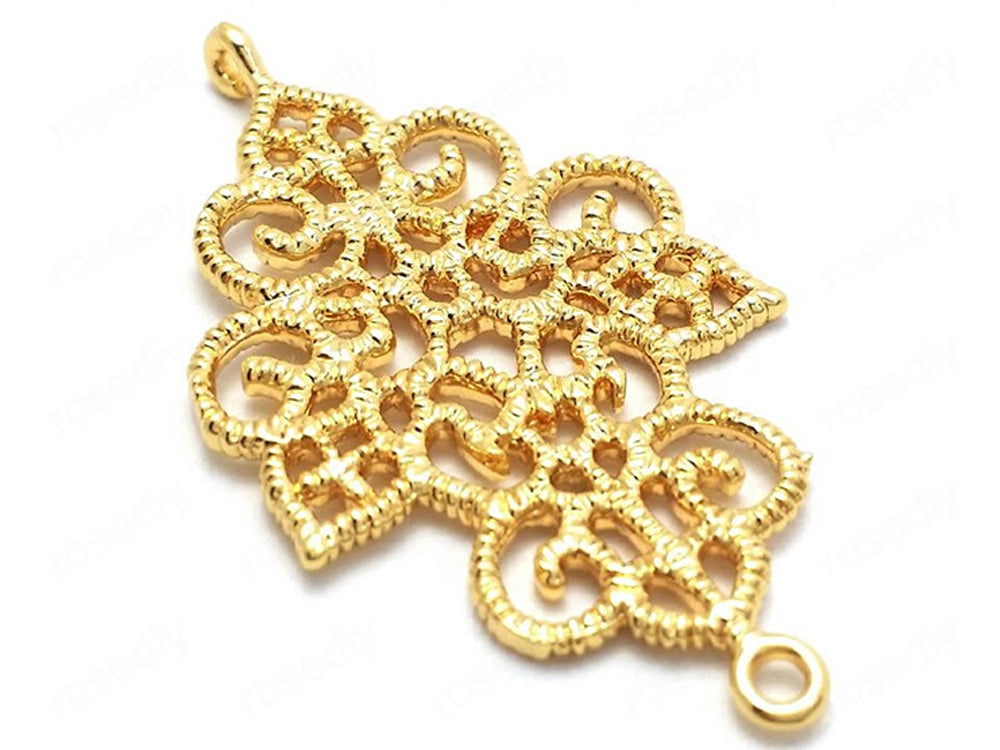 24K Gold Plated Filagree Components For Earrings Top
