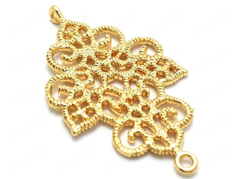 24K Gold Plated Filagree Components For Earrings Top