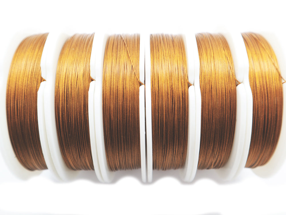 Antique Gold Tiger Tail Beading Wire in Multiple Sizes and 100 meters long
