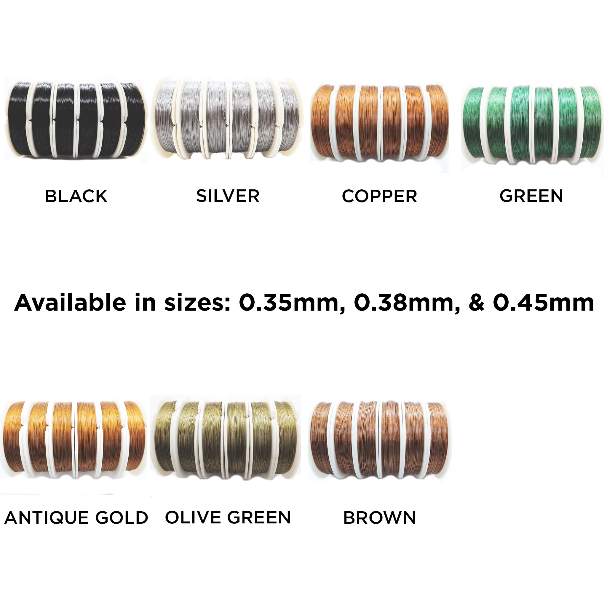 Tiger Tail Beading Wire | Beading Wire | 0.35mm-0.45mm | 100 Meters or 328 Feet | 1 Roll | Multiple Color Options