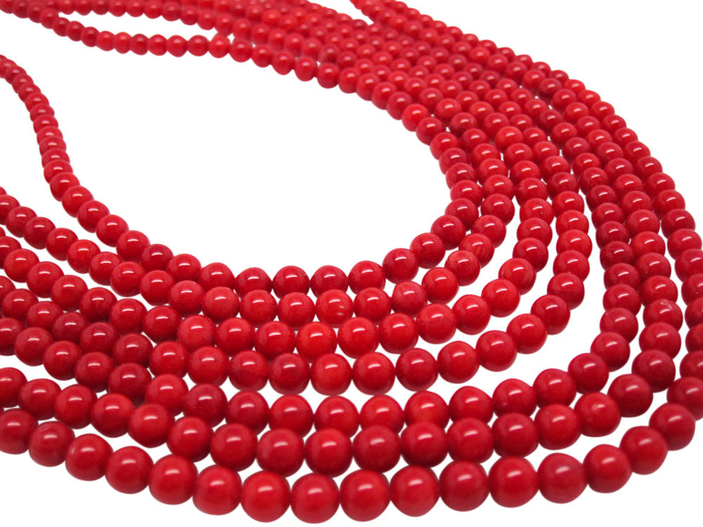 Red Coral Beads Round
