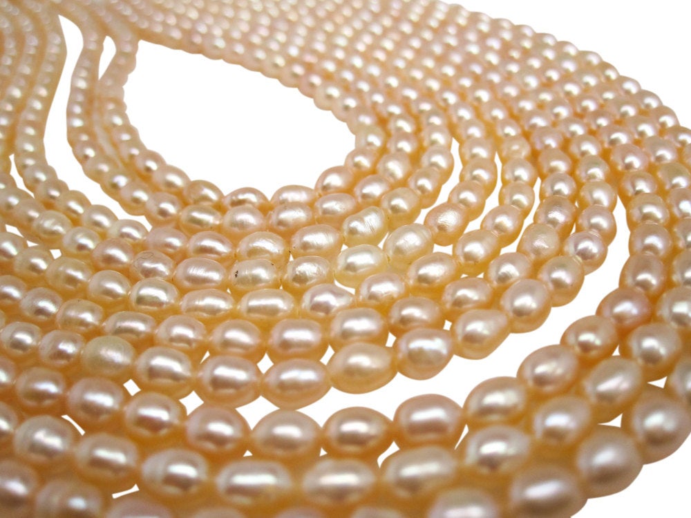 Freshwater Pearl Beads, Real Pearls, Peach Color