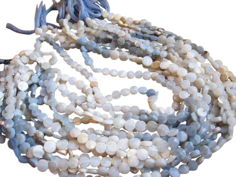 Blue Opal Beads | Owyhee Opal | Faceted Coin | 5mm