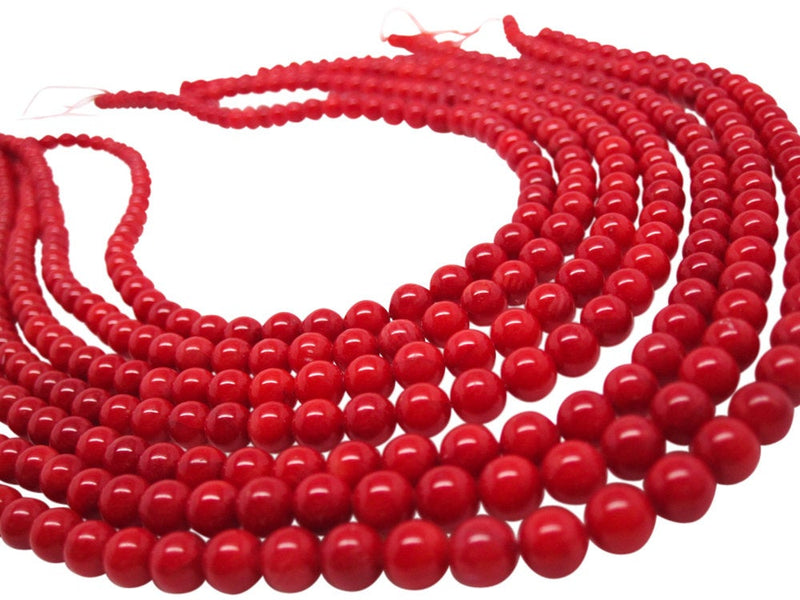 Red Coral Beads, Smooth Round