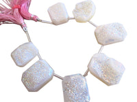 White Druzy Quartz Beads | Pillow Drops | 18mm x 27mm