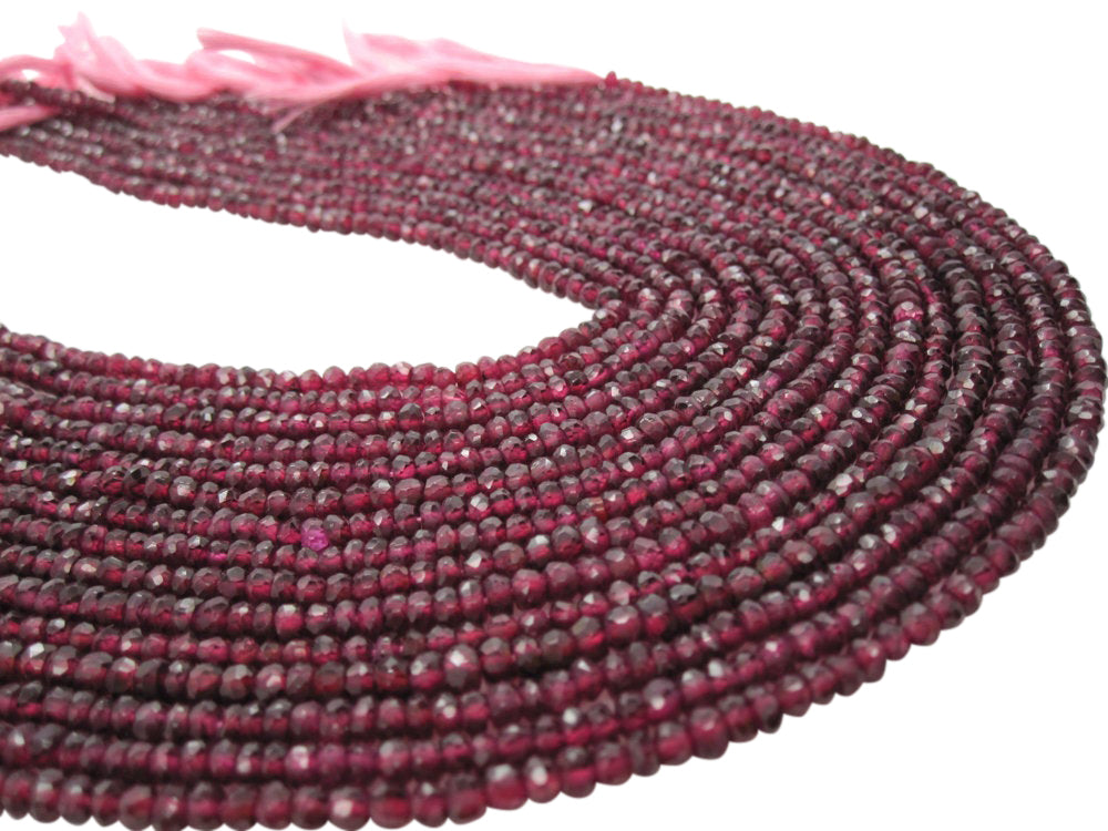 Garnet Beads, Garnet Stone, Faceted Rondelles