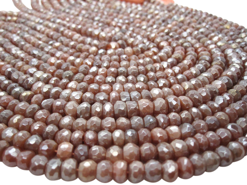 Moonstone Gemstone Beads in Faceted Rondelles