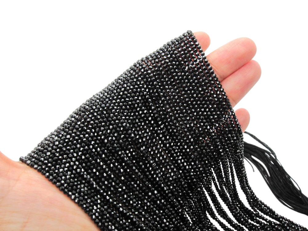 Black Spinel Gems in Faceted Round