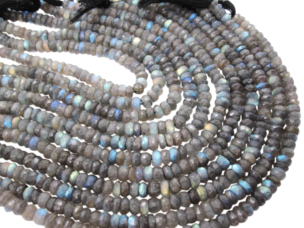 Labradorite Stone Beads in Faceted Rondelles