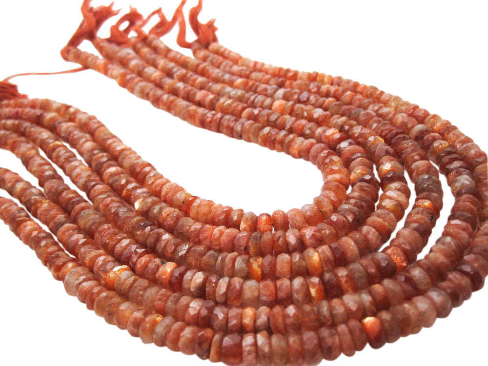 Sunstone Gemstone Beads in Faceted Rondelles