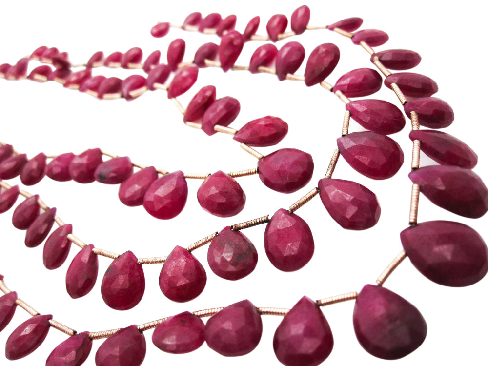 Ruby Gemstone Beads in Faceted Pear Drops