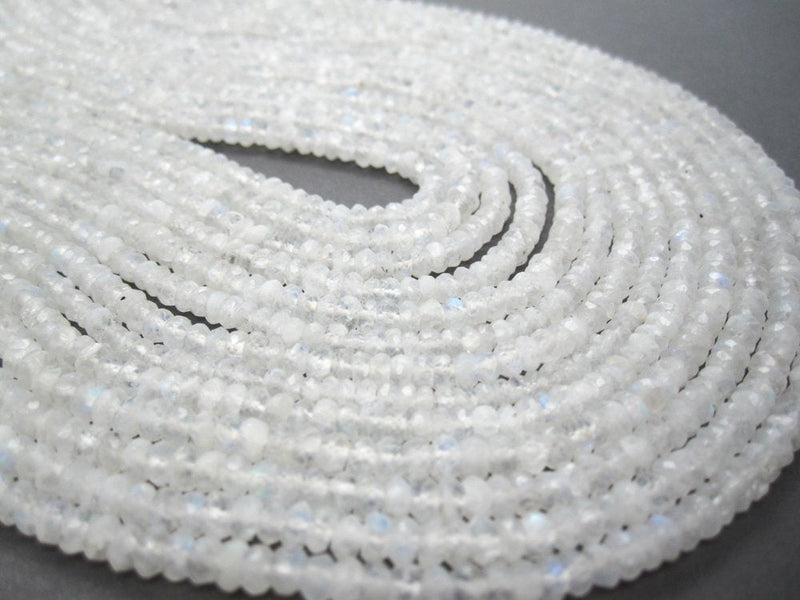 Moonstone Gemstone Beads | Faceted Rondelles | 4mm to 4.5mm