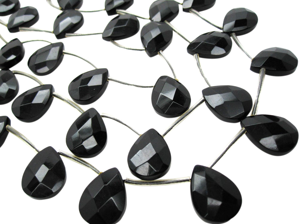 Onyx Gemstone Beads in Faceted Pear Drops