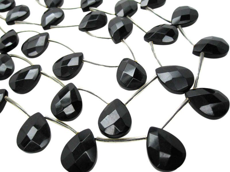 Onyx Gemstone Beads in Faceted Pear Drops