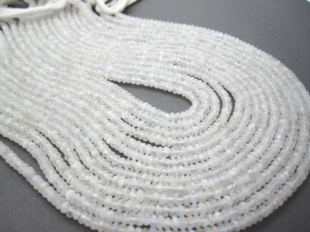 Moonstone Gemstone Beads | Faceted Rondelles | 4mm to 4.5mm