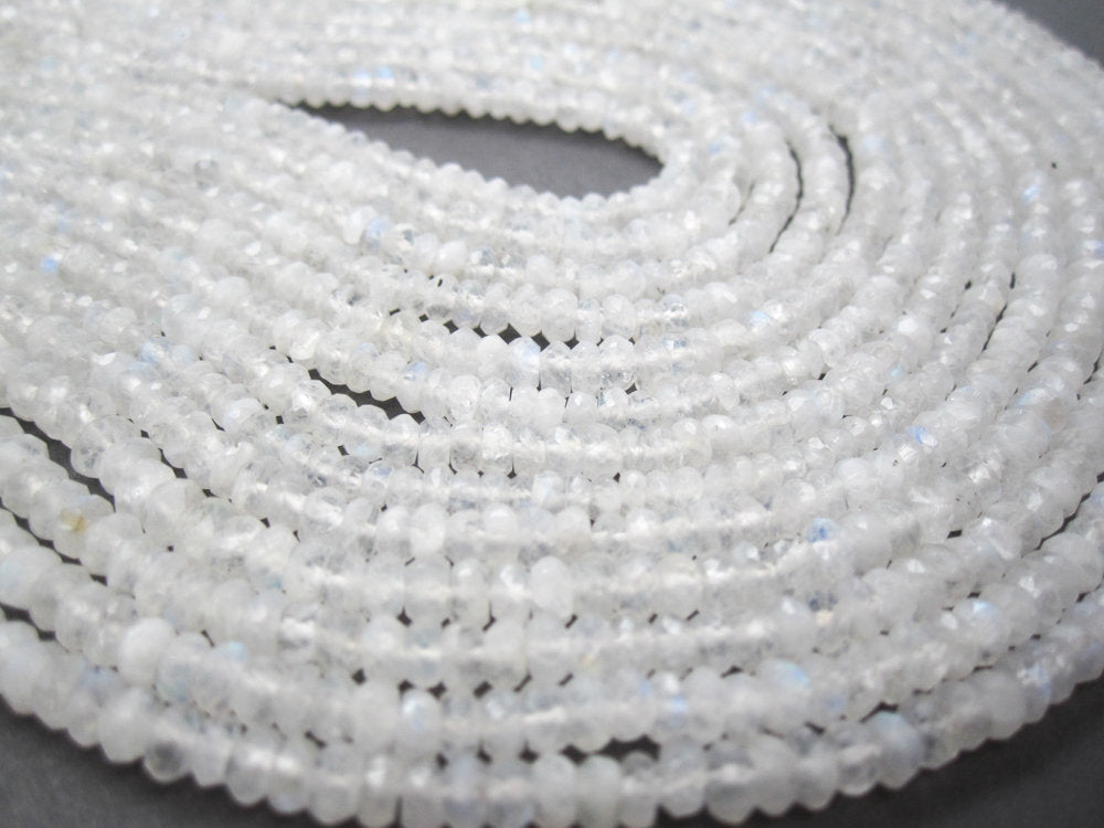 Moonstone Gemstone Beads | Faceted Rondelles | 4mm to 4.5mm