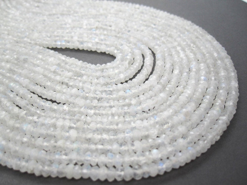 Moonstone Gemstone Beads | Faceted Rondelles | 4mm to 4.5mm