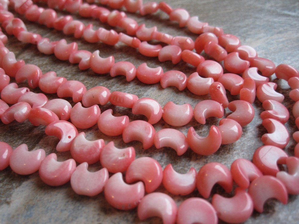 Coral Beads, Pink, Crescent Shape
