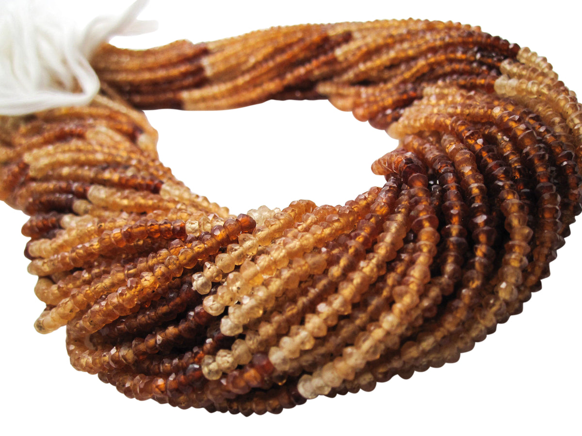 Hessonite Garnet Beads in Faceted Rondelles