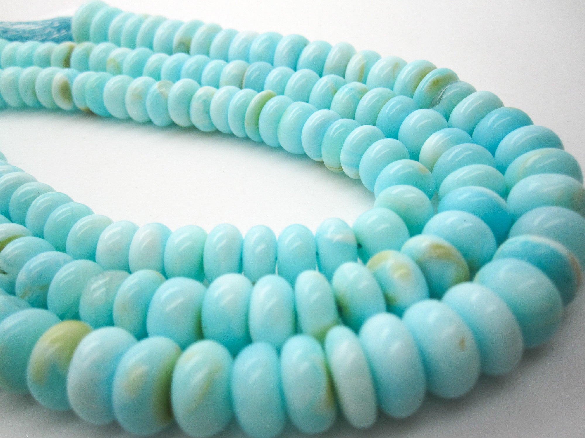 Blue Opal | Peruvian Opal Beads | Smooth Rondelles | 10.5mm