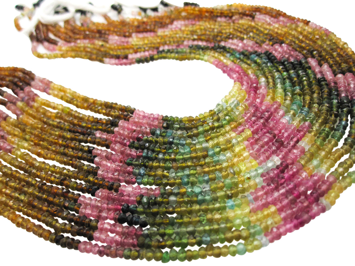 Watermelon Tourmaline Stone in Faceted Rondelles