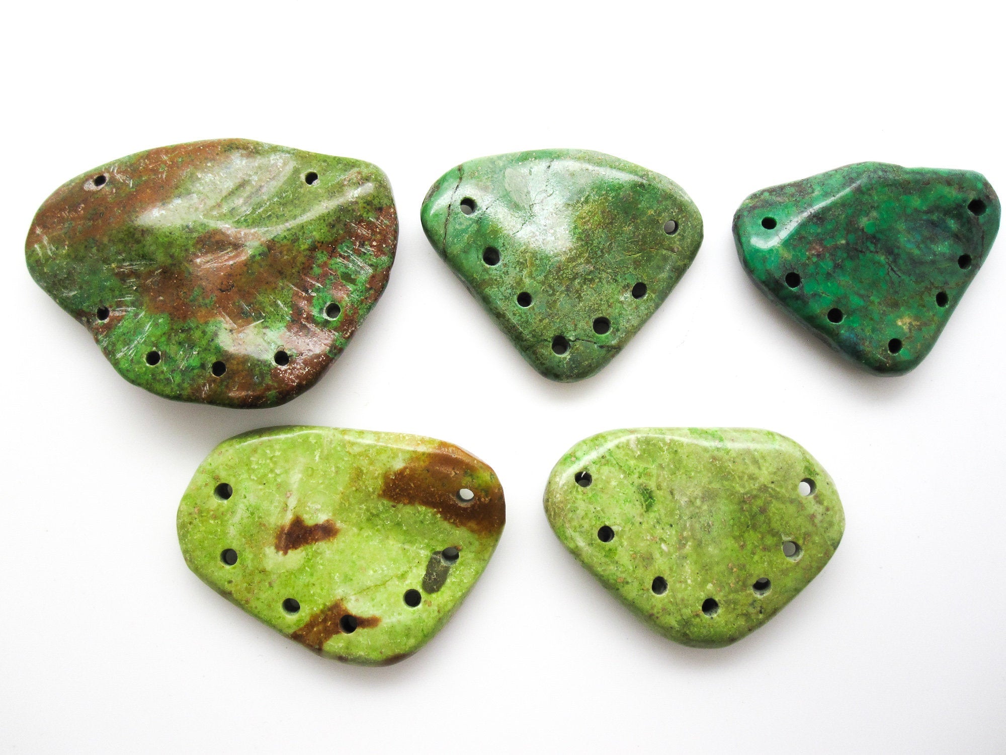 Turquoise Stone Pendant | Freeform Shape | Green Turquoise | Multi Hole Drilled